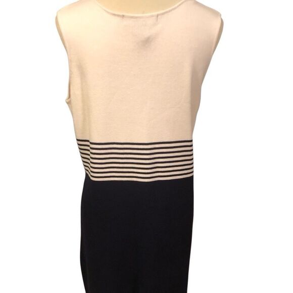 Jessica Holbrook Easy Care Navy Blue & White Striped Sleeveless Sweater Dress Si - Picture 2 of 16